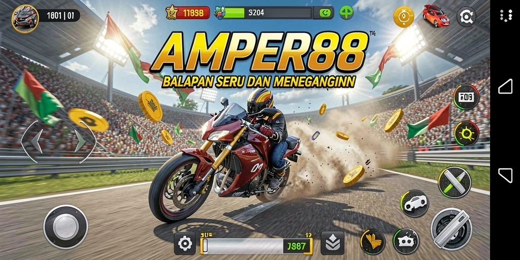 Gameplay menegangkan dalam balapan dengan AMPER88 yang memukau.