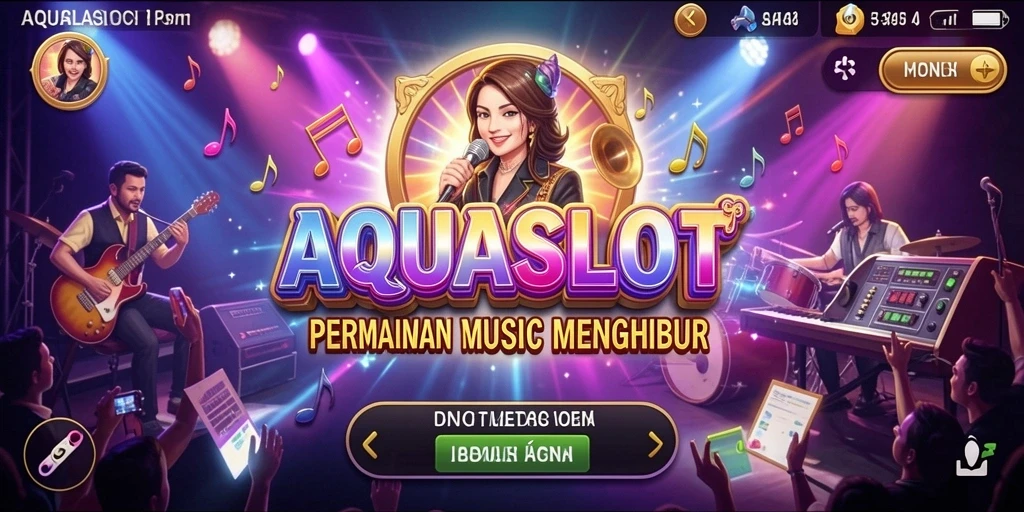 Tampilan gameplay AQUASLOT yang menyenangkan dengan alunan musik interaktif.