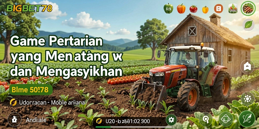Screenshot BIGBET78 menampilkan petani yang sedang memanen tanaman yang subur.