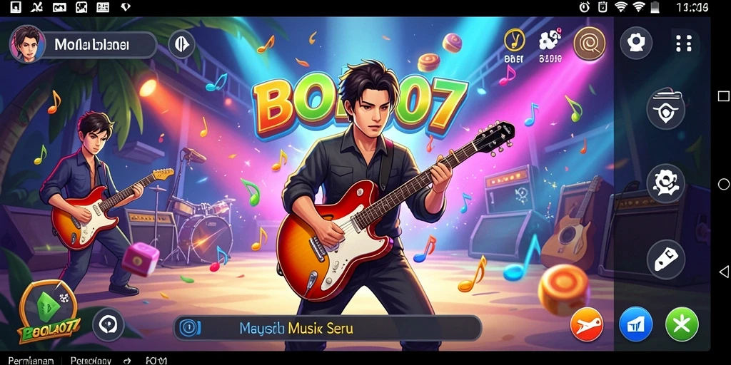 Tampilan gameplay seru BOLA07 dengan musik yang menarik.
