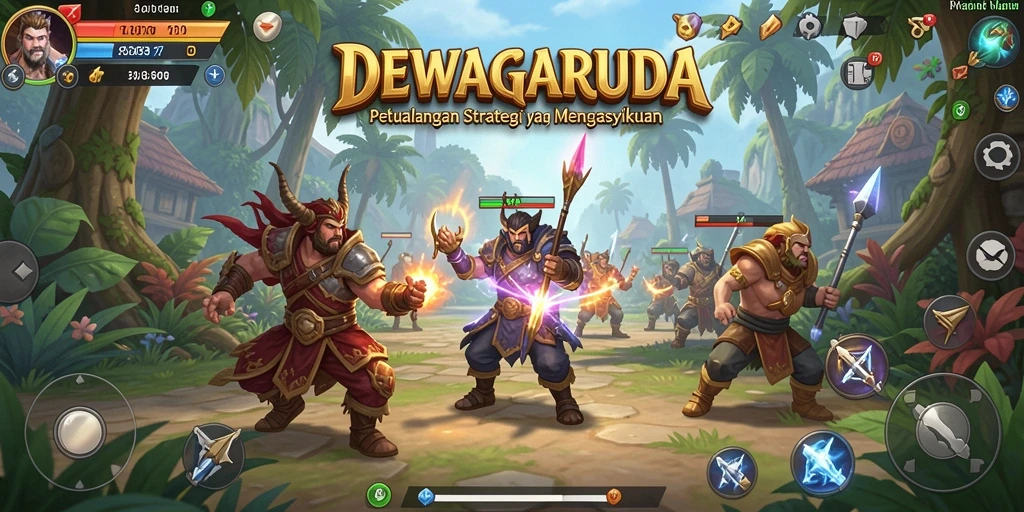 Tampilan gameplay seru DEWAGARUDA dengan strategi yang mendalam.