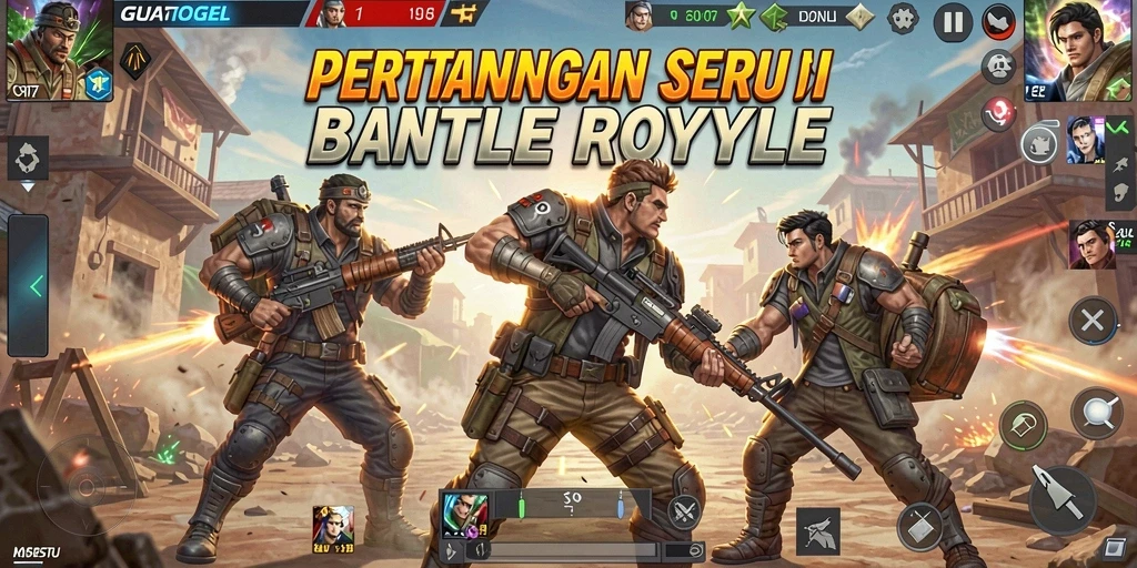 Screenshot gameplay GUATOGEL menampilkan aksi Battle Royale yang mendebarkan.