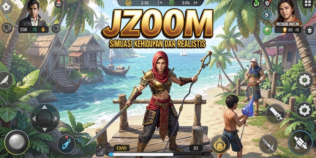 Tampilan gameplay <strong>J200M</strong> yang menampilkan interaksi karakter dalam simulasi kehidupan nyata.