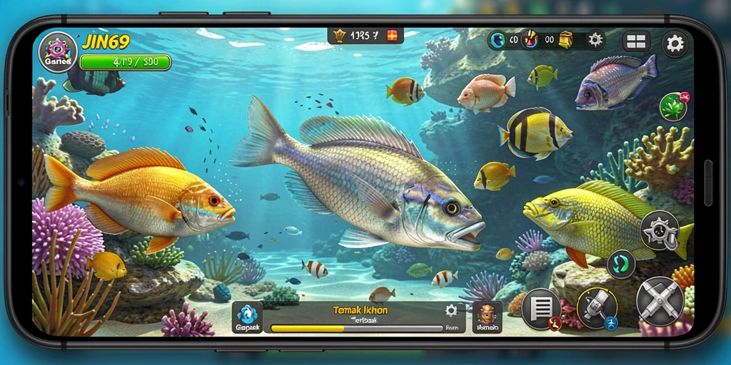 Screenshot gameplay JIN69 yang menunjukkan aksi Tembak Ikan yang seru.