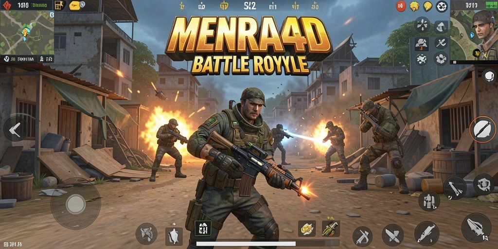 Tampilan gameplay menegangkan dalam pertempuran Battle Royale.