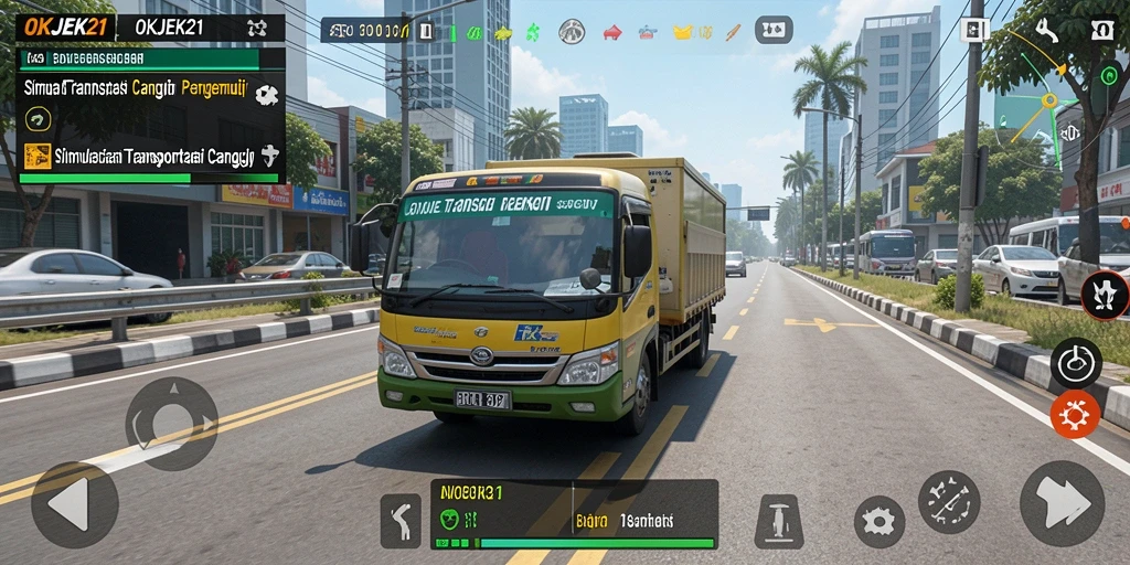 Tampilan gameplay OKJEK21 yang menampilkan pengalaman berkendara.