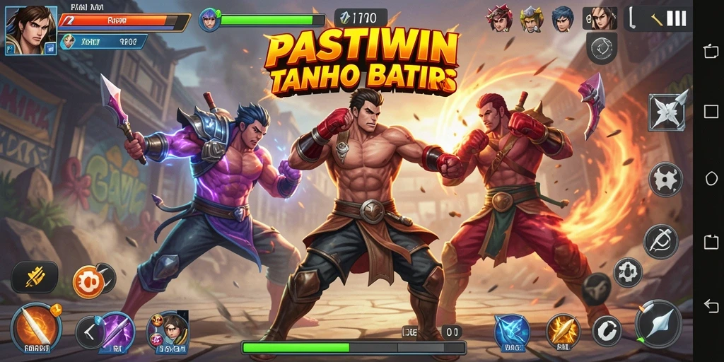 Screenshot gameplay PASTIWIN menunjukkan aksi pertarungan yang intens.
