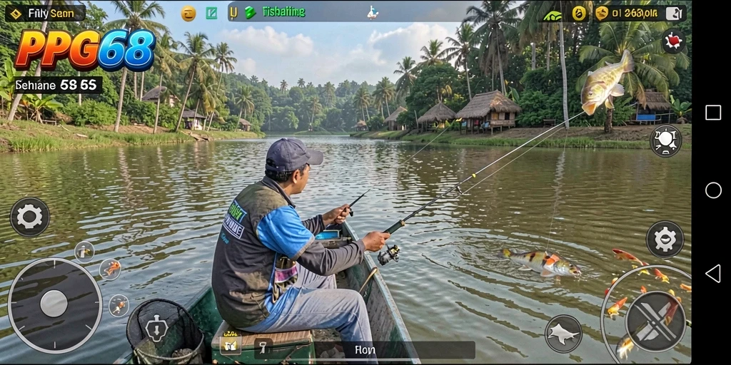 Gameplay PGG68 menunjukkan keseruan pengalaman memancing.