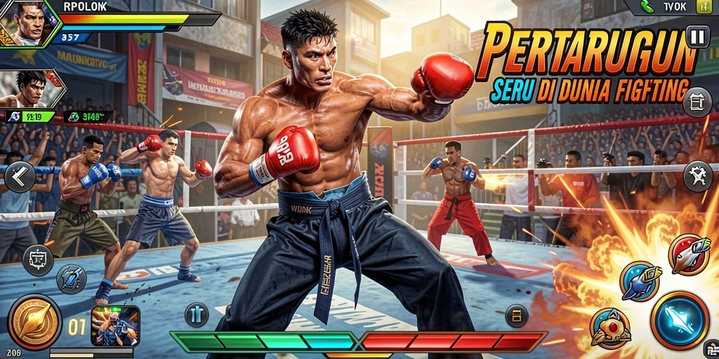 Tangkapan layar utama RPOK menampilkan aksi pertarungan yang mendebarkan.