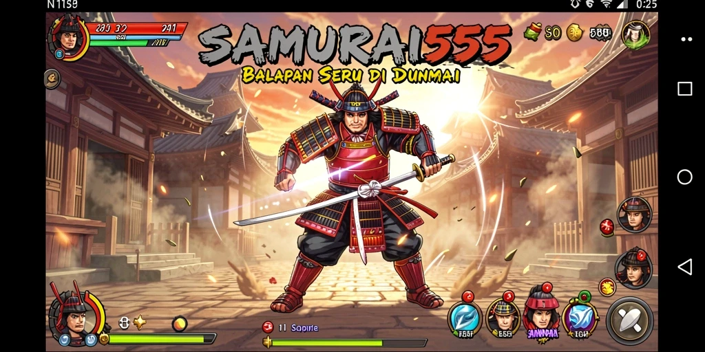 Screenshot SAMURAI555 menunjukkan aksi balapan yang mendebarkan dan grafis menawan.