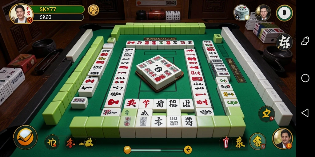 Tampilan antarmuka permainan Mahjong yang menarik dan interaktif.