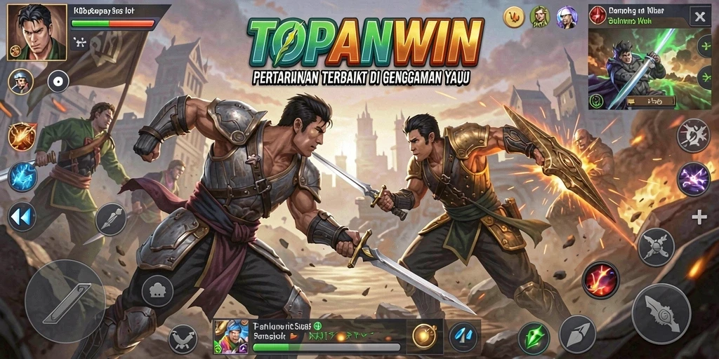 Tampilan gameplay seru di arena pertarungan TOPANWIN.