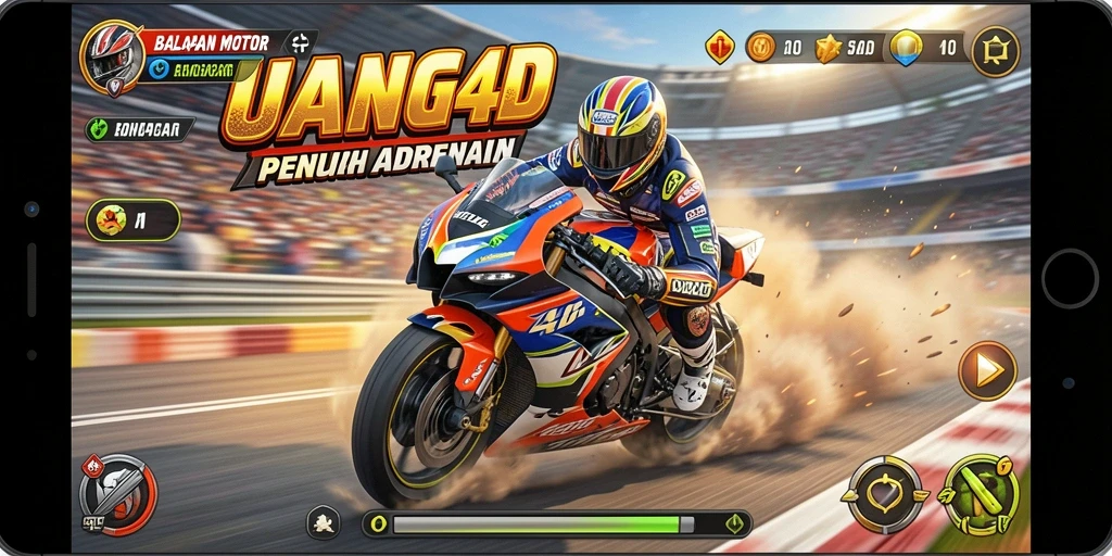 Tampilan gameplay UANG4D yang menegangkan dan penuh aksi balapan motor.